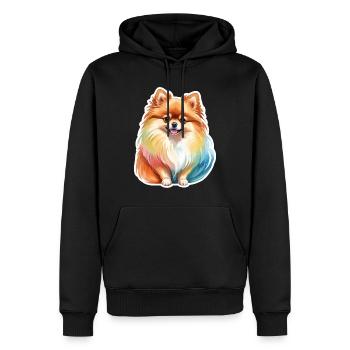 Poméranien Poméranien Aquarelle - Sweat à capuche Premium bio Homme - noir - Devant - Nico (187cm)