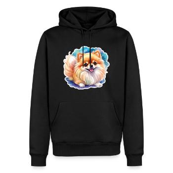 Poméranien Poméranien Aquarelle - Sweat à capuche Premium bio Homme - noir - Devant - Nico (187cm)