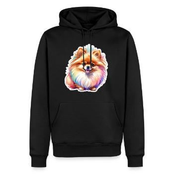 Poméranien Poméranien Aquarelle - Sweat à capuche Premium bio Homme - noir - Devant - Nico (187cm)