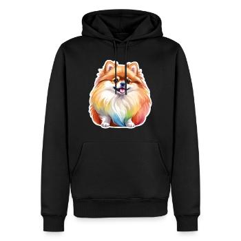Poméranien Poméranien Aquarelle - Sweat à capuche Premium bio Homme - noir - Devant - Nico (187cm)