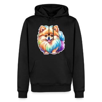 Poméranien Poméranien Aquarelle - Sweat à capuche Premium bio Homme - noir - Devant - Nico (187cm)