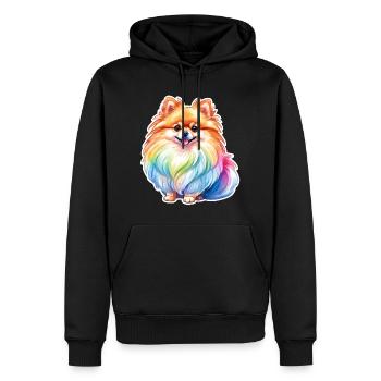 Poméranien Poméranien Aquarelle - Sweat à capuche Premium bio Homme - noir - Devant - Nico (187cm)