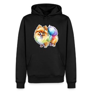 Poméranien Poméranien Aquarelle - Sweat à capuche Premium bio Homme - noir - Devant - Nico (187cm)