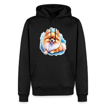 Poméranien Poméranien Aquarelle - Sweat à capuche Premium bio Homme - noir - Devant - Nico (187cm)