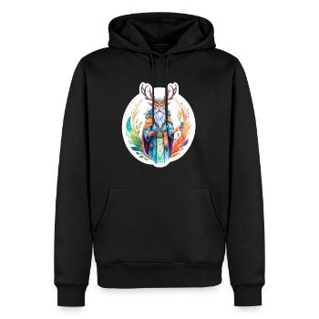 Aquarelles de druide - Sweat à capuche Premium bio Homme - noir - Devant - Nico (187cm)