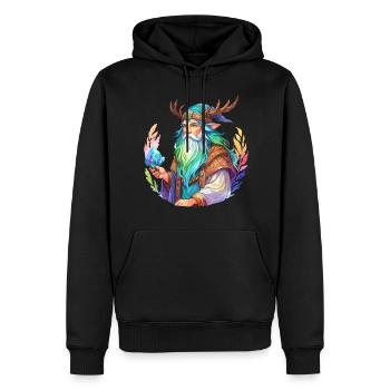 Aquarelles de druide - Sweat à capuche Premium bio Homme - noir - Devant - Nico (187cm)