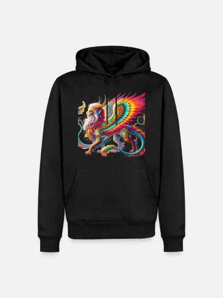 Créature fantastique majestueuse avec des ailes - Sweat à capuche Premium bio Homme - noir