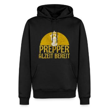 Prepper - Männer Premium Bio Hoodie - Schwarz - Vorne - Nico (187cm)