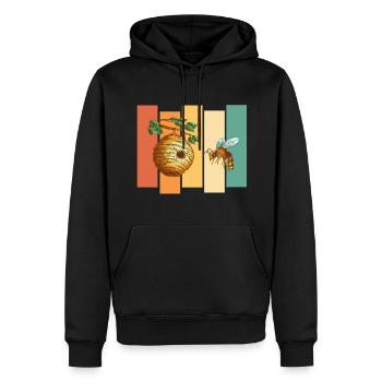 Biene Bienenstock - Männer Premium Bio Hoodie - Schwarz - Vorne - Nico (187cm)