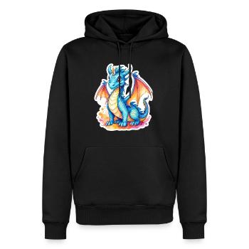 Aquarelles de dragon - Sweat à capuche Premium bio Homme - noir - Devant - Nico (187cm)
