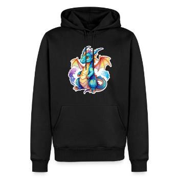 Aquarelles de dragon - Sweat à capuche Premium bio Homme - noir - Devant - Nico (187cm)