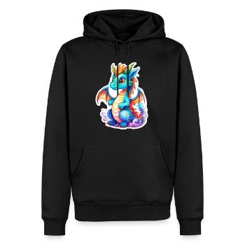 Drache Wasserfarben - Männer Premium Bio Hoodie - Schwarz - Vorne - Nico (187cm)