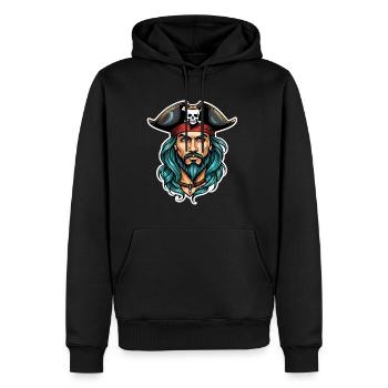 Pirat Neo Traditional Stil - Männer Premium Bio Hoodie - Schwarz - Vorne - Nico (187cm)