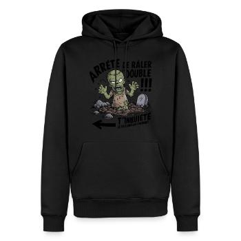 Arrête De Râler, Double ! - Sweat à capuche Premium bio Homme - noir - Devant - Nico (187cm)