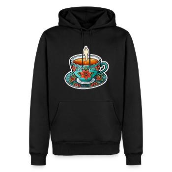 Teetasse Neo Traditional - Männer Premium Bio Hoodie - Schwarz - Vorne - Nico (187cm)