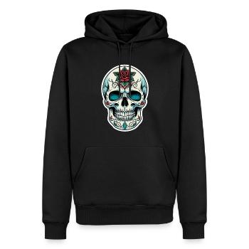 Totenkopf Neo Traditional - Männer Premium Bio Hoodie - Schwarz - Vorne - Nico (187cm)