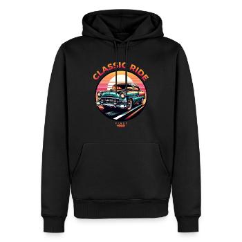 Classic Ride - Conception de voiture rétro - Sweat à capuche Premium bio Homme - noir - Devant - Nico (187cm)