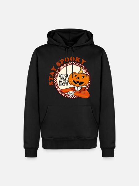 Halloween stay spooky pumpkin head vintage party - Men’s Premium Organic Hoodie - black