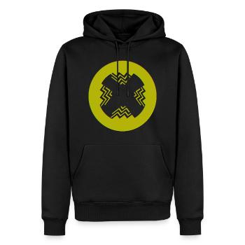 Kreisförmiger Innenstil - Männer Premium Bio Hoodie - Schwarz - Vorne - Nico (187cm)