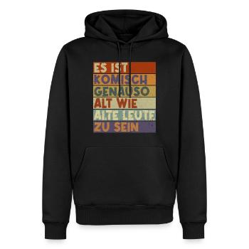 Es ist komisch genauso alt wie alte Leute zu sein - Männer Premium Bio Hoodie - Schwarz - Vorne - Nico (187cm)