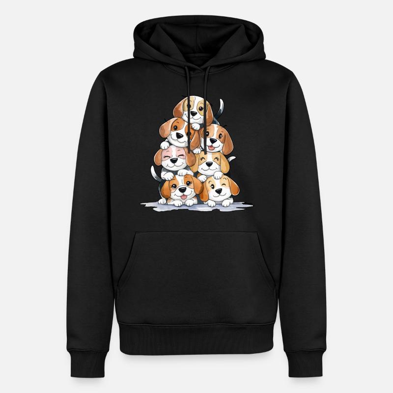 Pyramide de beagle mignon - Sweat à capuche Premium bio Homme - noir