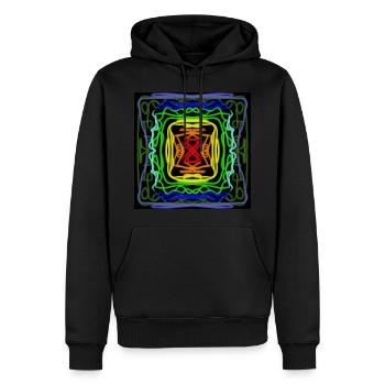 Geometrisches Regenbogenmuster - Männer Premium Bio Hoodie - Schwarz - Vorne - Nico (187cm)