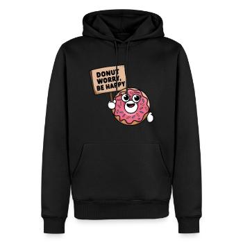 Donut worry be happy - Men’s Premium Organic Hoodie - black - Front - Nico (187cm)
