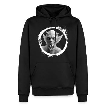 La peur du diable - Sweat à capuche Premium bio Homme - noir - Devant - Nico (187cm)