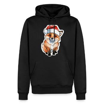 Renard Noël Aquarelles - Sweat à capuche Premium bio Homme - noir - Devant - Nico (187cm)