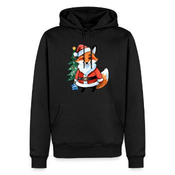 Renard Noël Aquarelles - Sweat à capuche Premium bio Homme - noir - Devant - Nico (187cm)