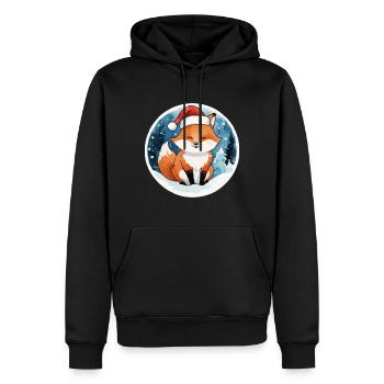 Fuchs Weihnachten Wasserfarben - Männer Premium Bio Hoodie - Schwarz - Vorne - Nico (187cm)