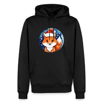 Fuchs Weihnachten Wasserfarben - Männer Premium Bio Hoodie - Schwarz - Vorne - Nico (187cm)