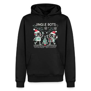 Jingle Bots - Christmas Robots with Binary Code - Men’s Premium Organic Hoodie - black - Front - Nico (187cm)