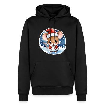Dessin de Noël Souris - Sweat à capuche Premium bio Homme - noir - Devant - Nico (187cm)
