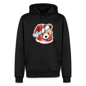 Dessin de Noël Ours - Sweat à capuche Premium bio Homme - noir - Devant - Nico (187cm)