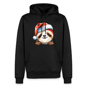 Dessin de Noël paresseux - Sweat à capuche Premium bio Homme - noir - Devant - Nico (187cm)