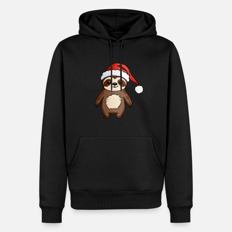 Dessin de Noël paresseux - Sweat à capuche Premium bio Homme - noir