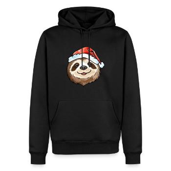 Dessin de Noël paresseux - Sweat à capuche Premium bio Homme - noir - Devant - Nico (187cm)