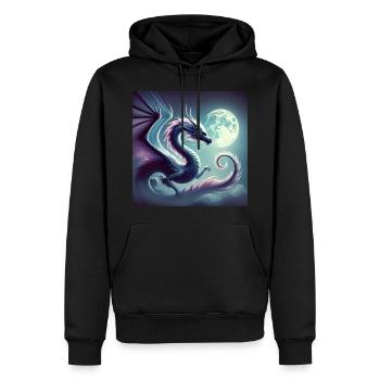 Dragon au clair de lune - Sweat à capuche Premium bio Homme - noir - Devant - Nico (187cm)
