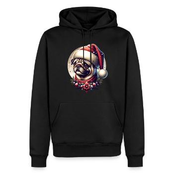 Chute de neige de carlin de Noël - Sweat à capuche Premium bio Homme - noir - Devant - Nico (187cm)