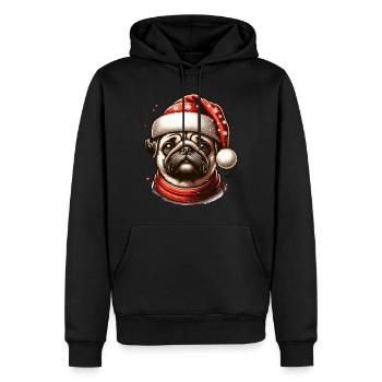 Mops Christmas Xmas Weihnachten - Männer Premium Bio Hoodie - Schwarz - Vorne - Nico (187cm)