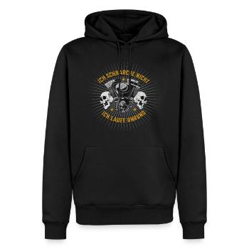 Funny Biker T-Shirt – "I don't snore..." - Men’s Premium Organic Hoodie - black - Front - Nico (187cm)