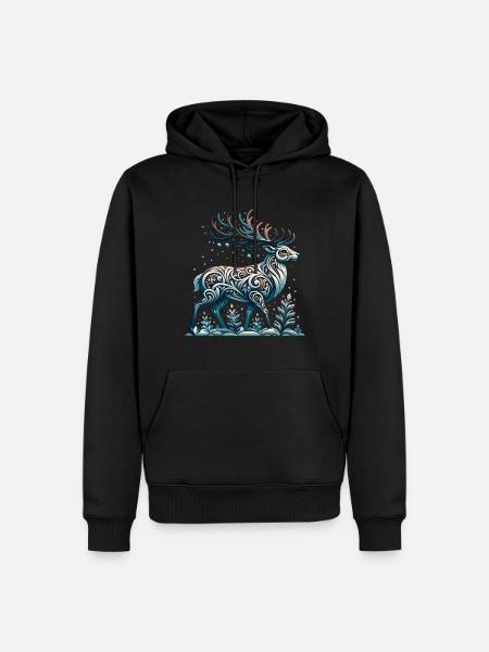 Rentier Winter Schnee Winterurlaub - Männer Premium Bio Hoodie - Schwarz