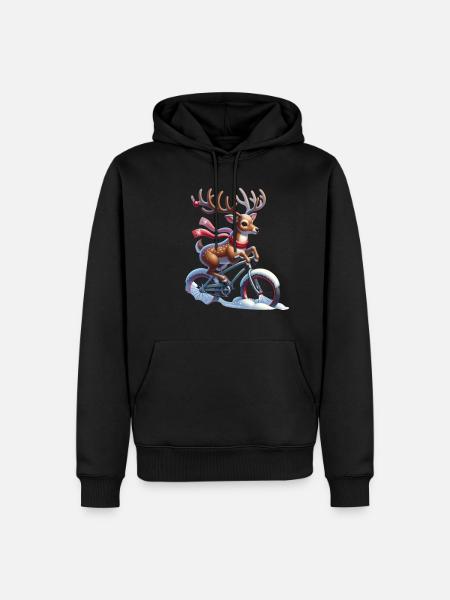 Weihnachts-Rentier - Männer Premium Bio Hoodie - Schwarz