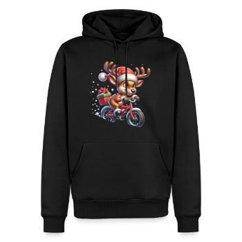 Renne Vélo Noël Noël - Sweat à capuche Premium bio Homme - noir - Devant - Nico (187cm)