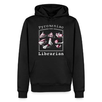 Pyromaniac Librarian Igniting Book Ideas - Men’s Premium Organic Hoodie - black - Front - Nico (187cm)