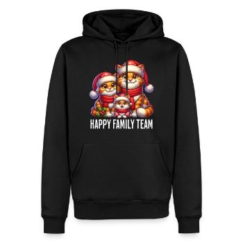 Happy Family Team Katzen Katze Weihnachten - Männer Premium Bio Hoodie - Schwarz - Vorne - Nico (187cm)