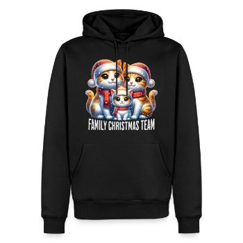 Family Christmas Team Katzen Weihnachten - Männer Premium Bio Hoodie - Schwarz - Vorne - Nico (187cm)