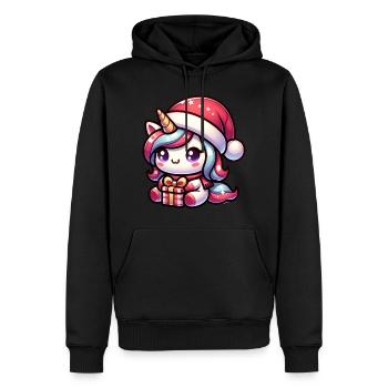 Licorne de Noël - Sweat à capuche Premium bio Homme - noir - Devant - Nico (187cm)
