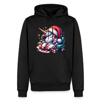 Licorne de Noël - Sweat à capuche Premium bio Homme - noir - Devant - Nico (187cm)